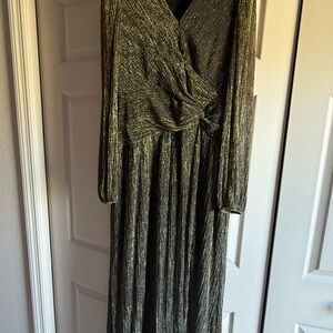 Xscape Metallic Long Sleeve Dress